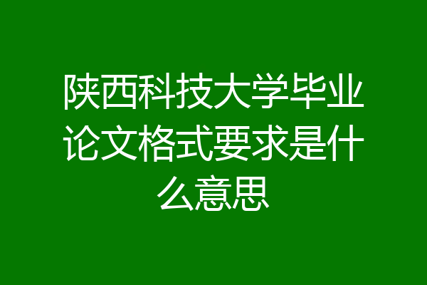 陕西科技大学毕业论文格式要求是什么意思