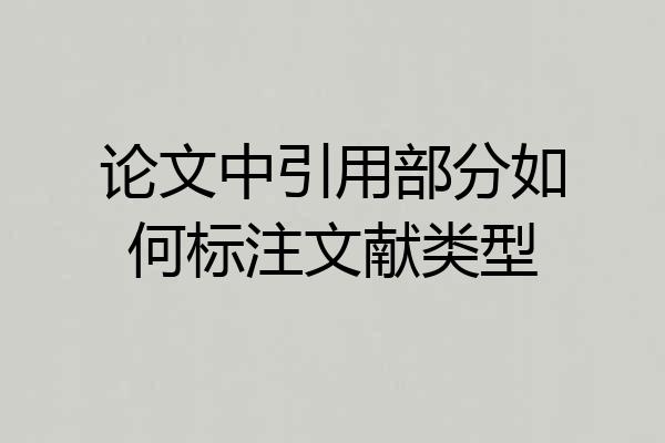 论文中引用部分如何标注文献类型