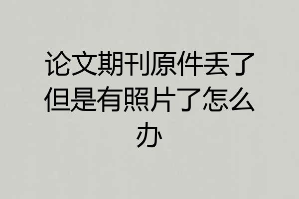 论文期刊原件丢了但是有照片了怎么办