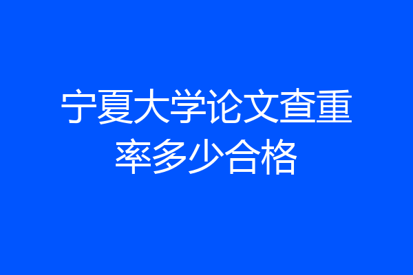 宁夏大学论文查重率多少合格