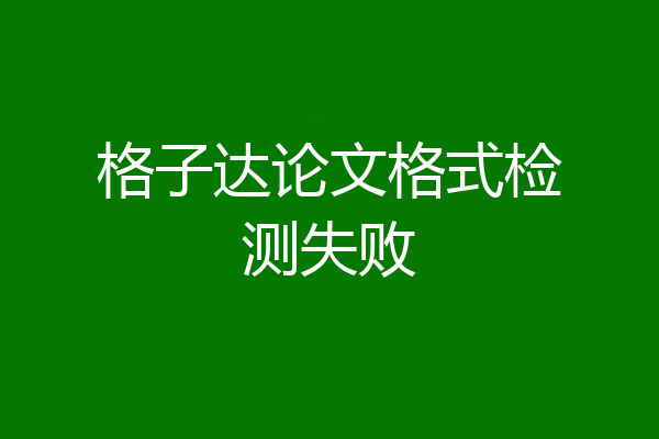 格子达论文格式检测失败