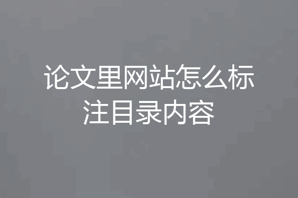 论文里网站怎么标注目录内容