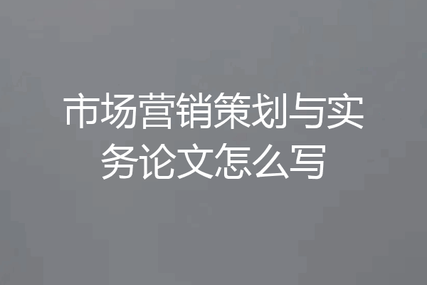 市场营销策划与实务论文怎么写