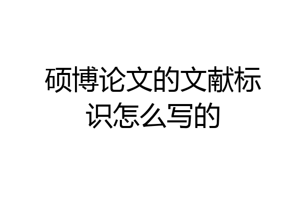 硕博论文的文献标识怎么写的