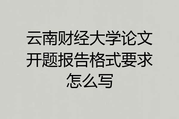 云南财经大学论文开题报告格式要求怎么写