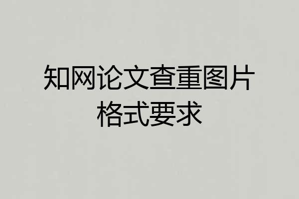 知网论文查重图片格式要求