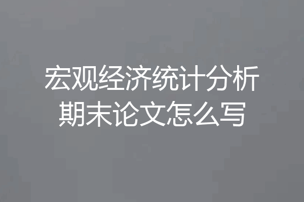 宏观经济统计分析期末论文怎么写