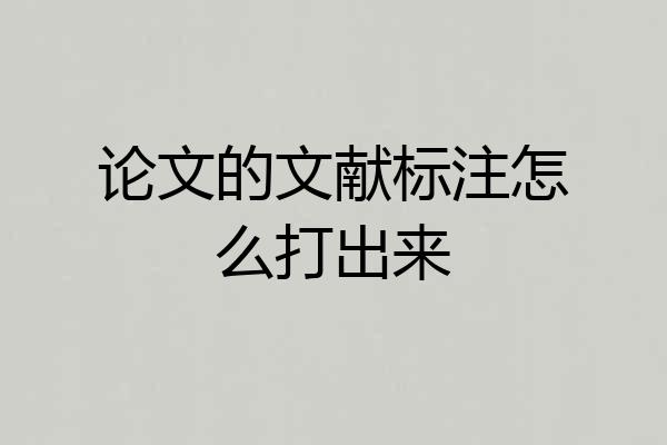 论文的文献标注怎么打出来