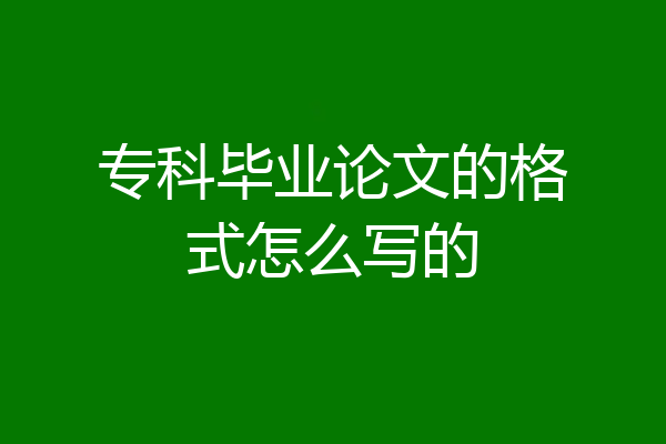 专科毕业论文的格式怎么写的