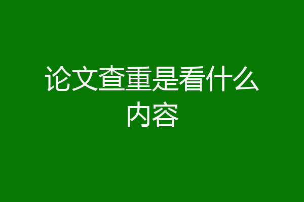 论文查重是看什么内容