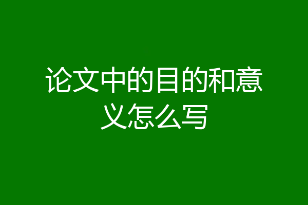 论文中的目的和意义怎么写