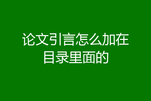 论文引言怎么加在目录里面的