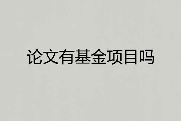 论文有基金项目吗
