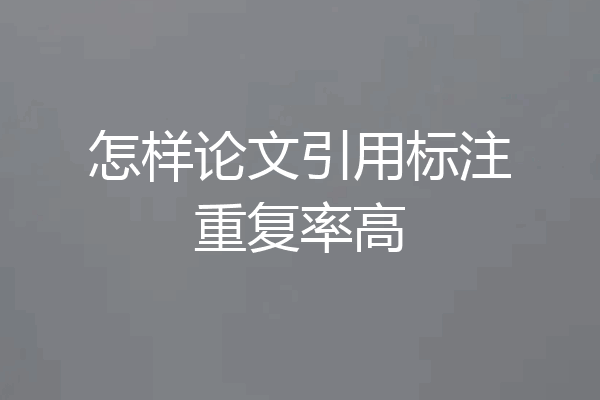 怎样论文引用标注重复率高