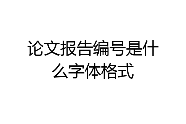 论文报告编号是什么字体格式