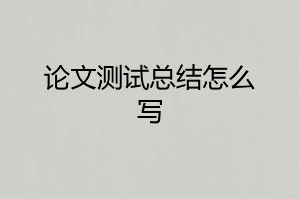 论文测试总结怎么写