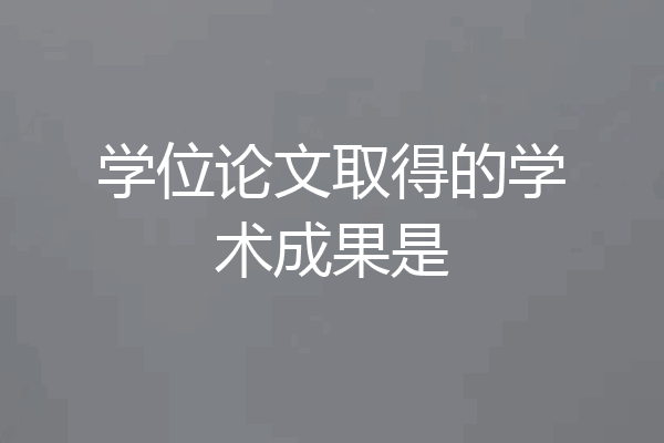 学位论文取得的学术成果是