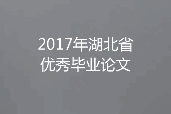 2017年湖北省优秀毕业论文