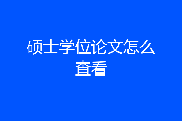 硕士学位论文怎么查看