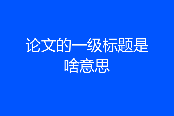 论文的一级标题是啥意思