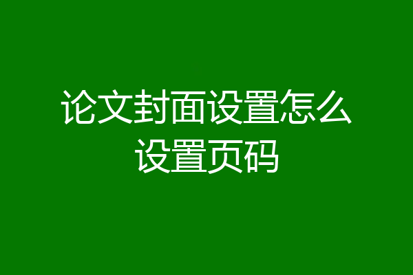论文封面设置怎么设置页码