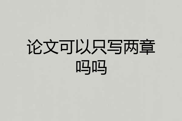 论文可以只写两章吗吗