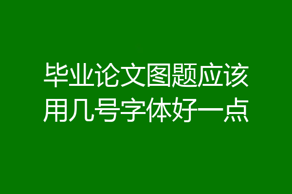 毕业论文图题应该用几号字体好一点