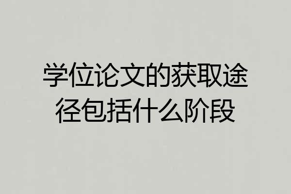 学位论文的获取途径包括什么阶段