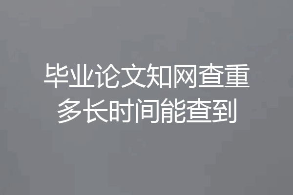 毕业论文知网查重多长时间能查到