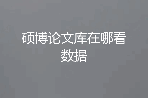 硕博论文库在哪看数据