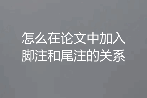 怎么在论文中加入脚注和尾注的关系