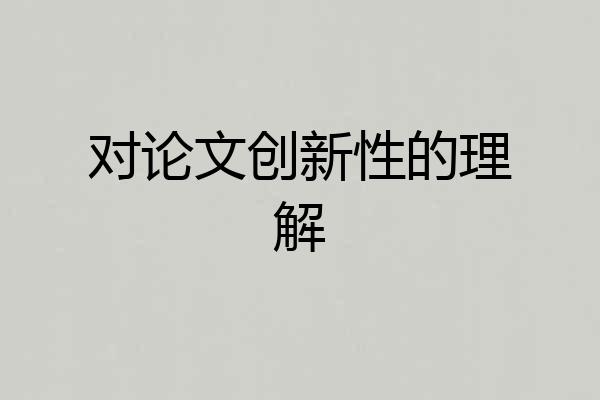 对论文创新性的理解