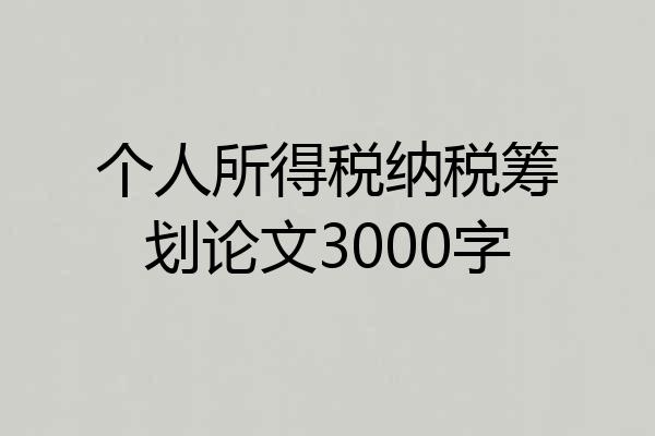 个人所得税纳税筹划论文3000字