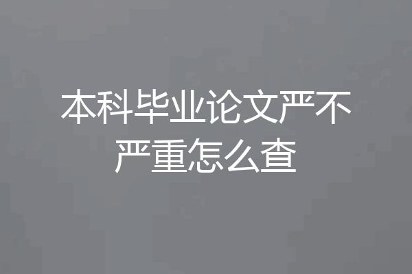 本科毕业论文严不严重怎么查