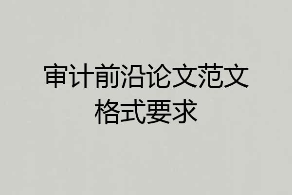 审计前沿论文范文格式要求
