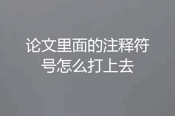 论文里面的注释符号怎么打上去