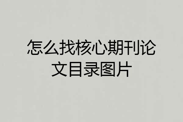 怎么找核心期刊论文目录图片