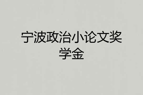 宁波政治小论文奖学金