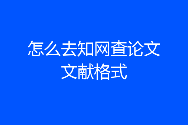 怎么去知网查论文文献格式
