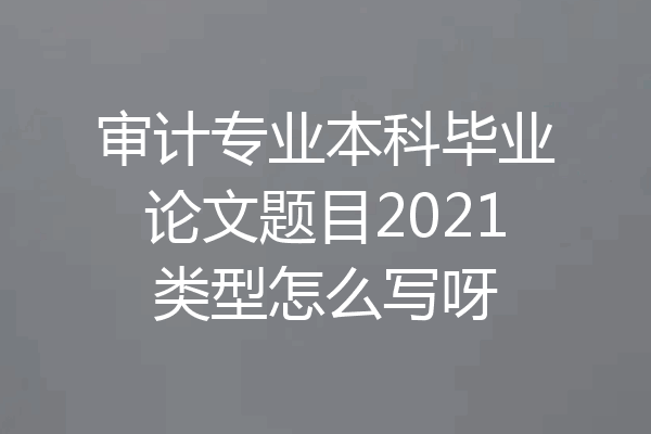 审计专业本科毕业论文题目2021类型怎么写呀