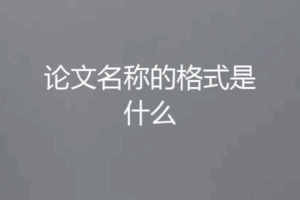 论文名称的格式是什么