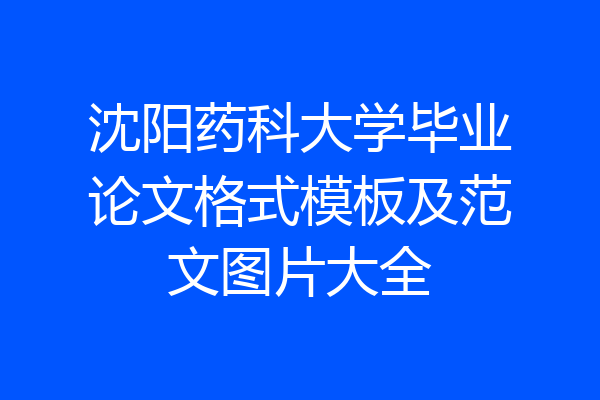 沈阳药科大学毕业论文格式模板及范文图片大全