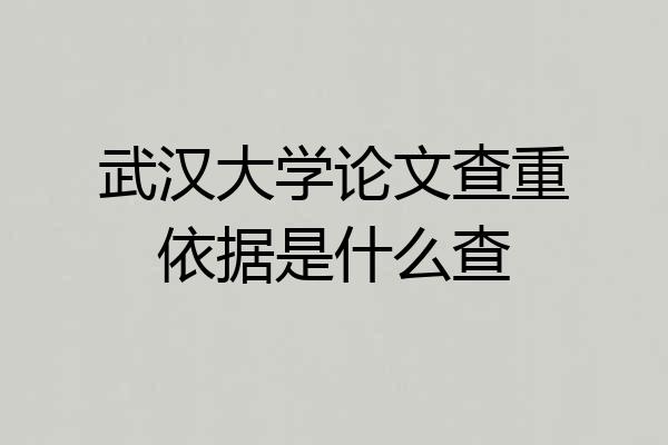 武汉大学论文查重依据是什么查