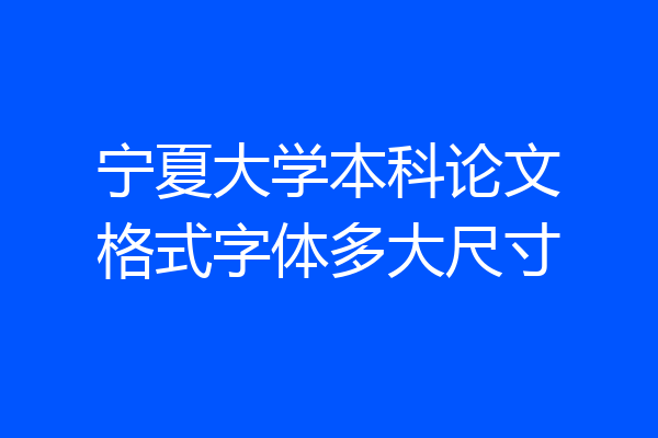 宁夏大学本科论文格式字体多大尺寸