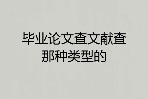 毕业论文查文献查那种类型的