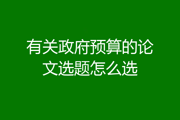 有关政府预算的论文选题怎么选