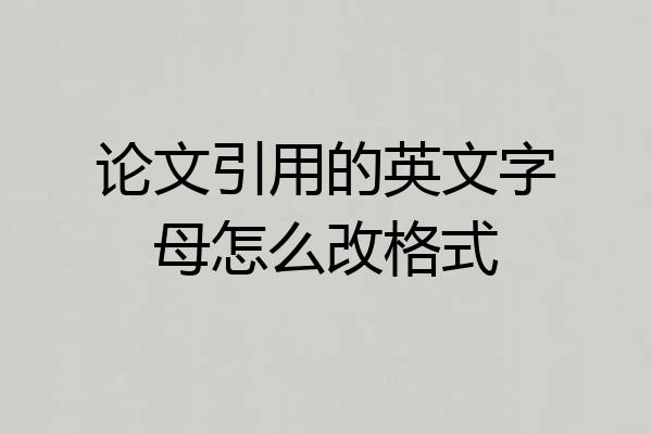 论文引用的英文字母怎么改格式