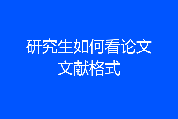 研究生如何看论文文献格式