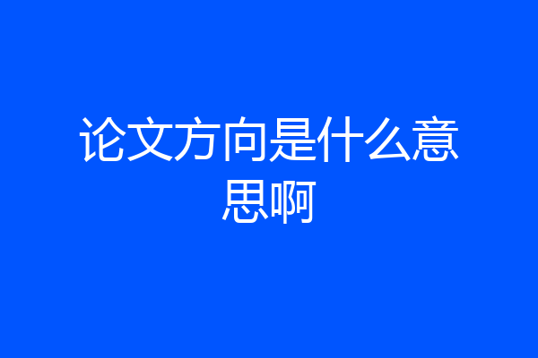 论文方向是什么意思啊