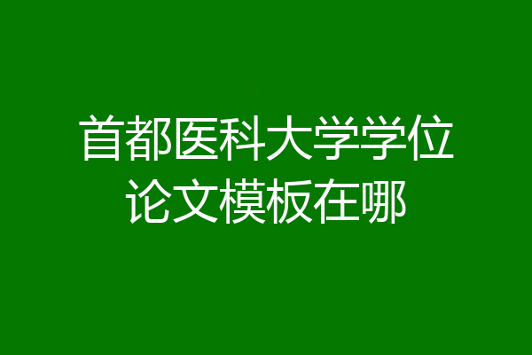 首都医科大学学位论文模板在哪